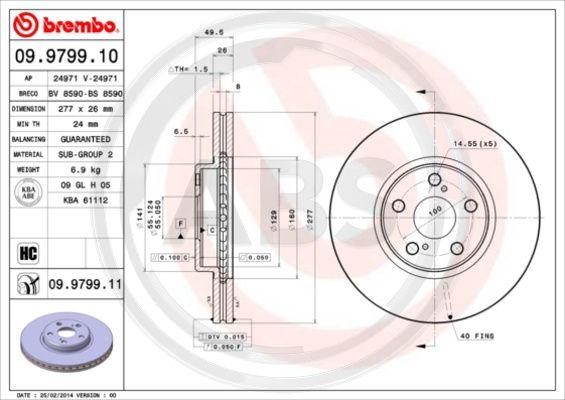 A.B.S. 09.9799.11 - Гальмівний диск autocars.com.ua