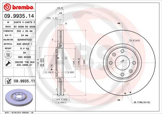 A.B.S. 09.9935.11 - Тормозной диск avtokuzovplus.com.ua