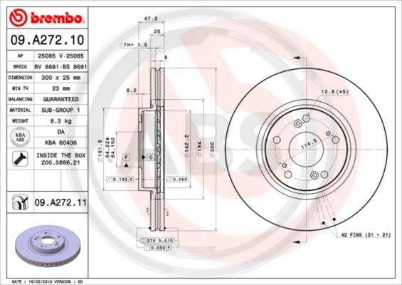 A.B.S. 09.A272.11 - Тормозной диск avtokuzovplus.com.ua