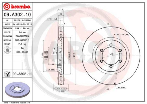 A.B.S. 09.A302.11 - Тормозной диск avtokuzovplus.com.ua