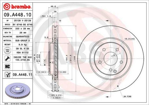 A.B.S. 09.A448.11 - Тормозной диск avtokuzovplus.com.ua