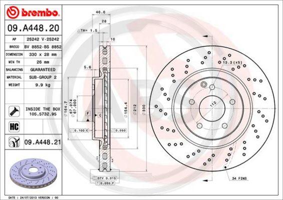 A.B.S. 09.A448.21 - Гальмівний диск autocars.com.ua