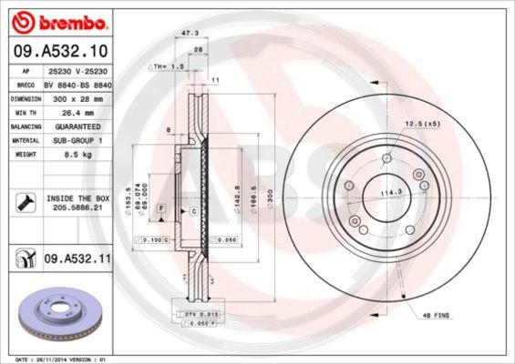 A.B.S. 09.A532.10 - Гальмівний диск autocars.com.ua