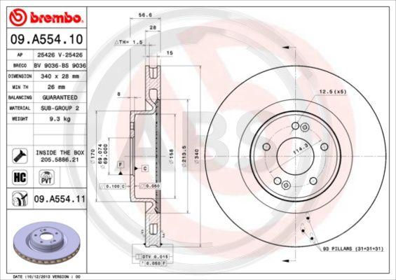 A.B.S. 09.A554.11 - Тормозной диск avtokuzovplus.com.ua