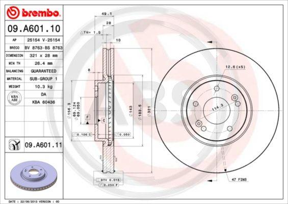 A.B.S. 09.A601.11 - Тормозной диск avtokuzovplus.com.ua