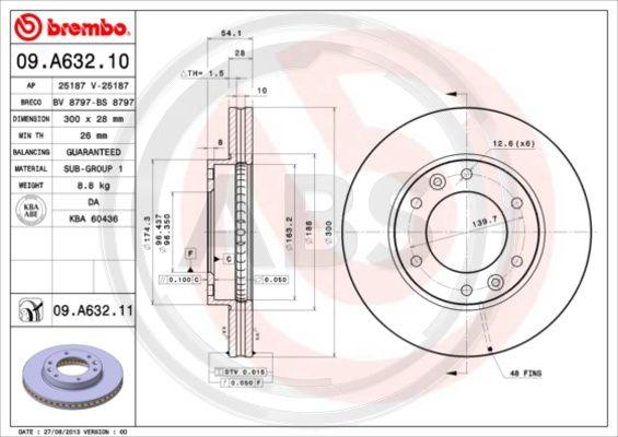 A.B.S. 09.A632.10 - Гальмівний диск autocars.com.ua