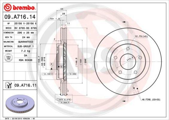 A.B.S. 09.A716.11 - Гальмівний диск autocars.com.ua