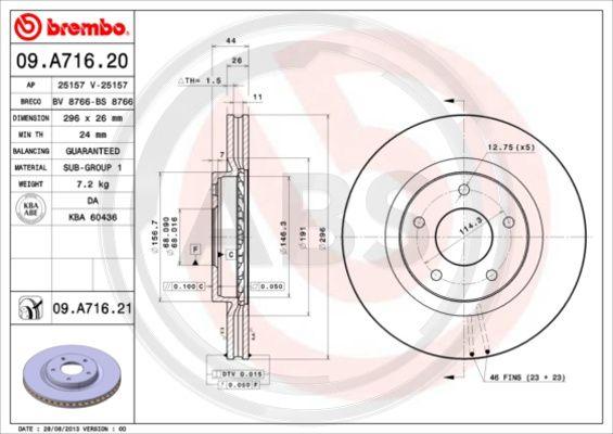 A.B.S. 09.A716.21 - Гальмівний диск autocars.com.ua