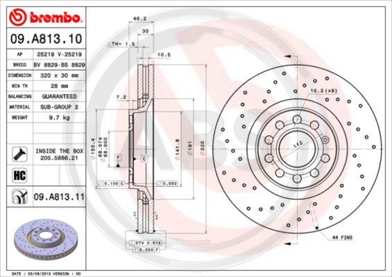 A.B.S. 09.A813.11 - Гальмівний диск autocars.com.ua