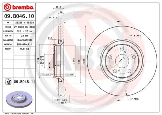 A.B.S. 09.B046.11 - Тормозной диск avtokuzovplus.com.ua