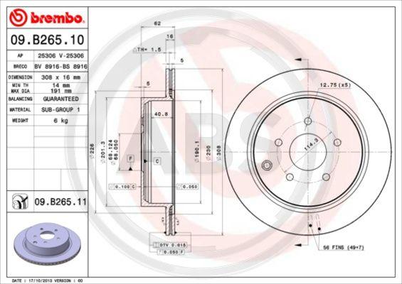 A.B.S. 09.B265.11 - Тормозной диск avtokuzovplus.com.ua