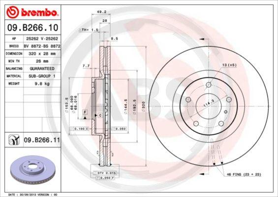 A.B.S. 09.B266.11 - Тормозной диск autodnr.net