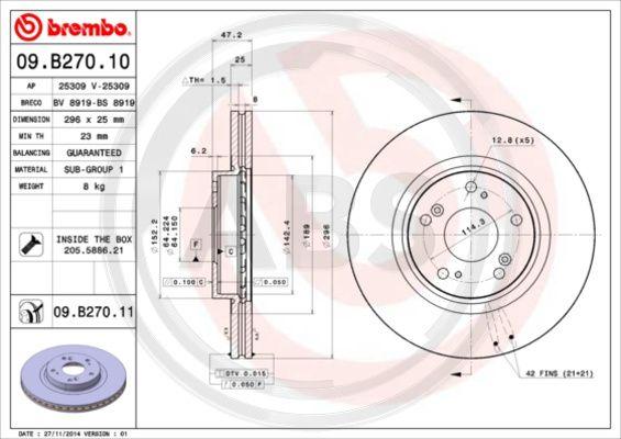 A.B.S. 09.B270.11 - Тормозной диск avtokuzovplus.com.ua