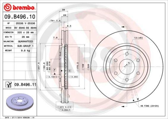 A.B.S. 09.B496.10 - Гальмівний диск autocars.com.ua