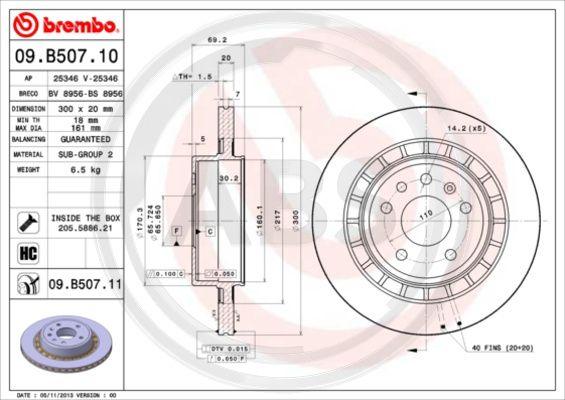 A.B.S. 09.B507.11 - Гальмівний диск autocars.com.ua