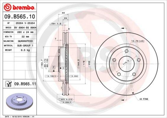 A.B.S. 09.B565.10 - Тормозной диск autodnr.net