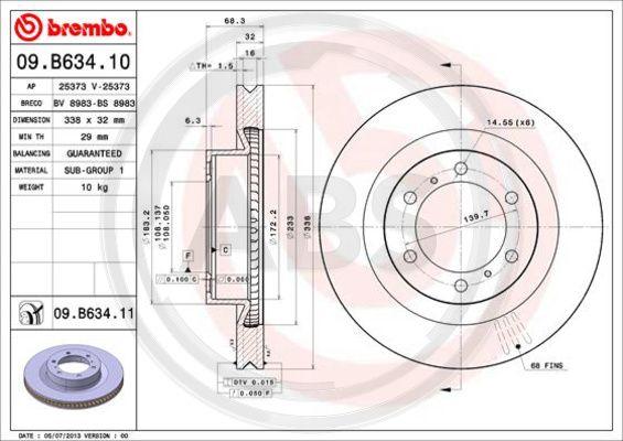 A.B.S. 09.B634.11 - Тормозной диск avtokuzovplus.com.ua