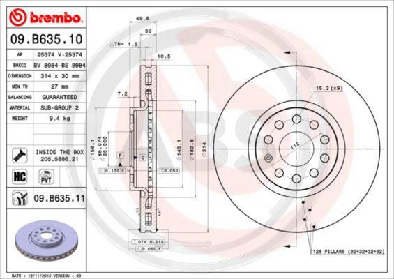 A.B.S. 09.B635.11 - Тормозной диск autodnr.net