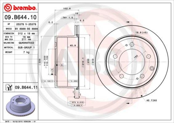 A.B.S. 09.B644.11 - Тормозной диск autodnr.net