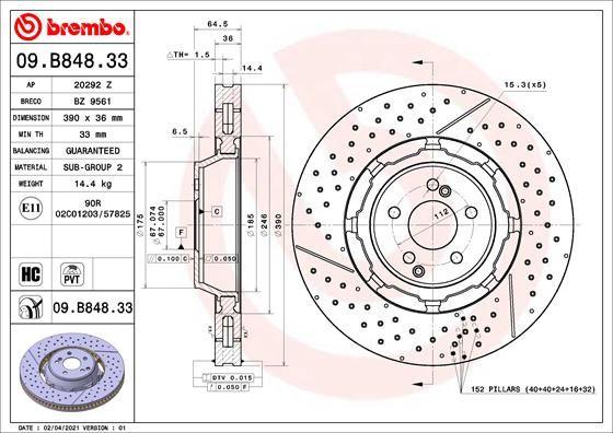 A.B.S. 09.B848.33 - Гальмівний диск autocars.com.ua