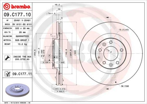 A.B.S. 09.C177.11 - Гальмівний диск autocars.com.ua