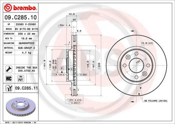 A.B.S. 09.C285.11 - Тормозной диск avtokuzovplus.com.ua