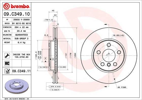 A.B.S. 09.C349.11 - Гальмівний диск autocars.com.ua