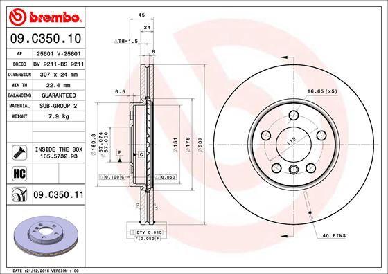 A.B.S. 09.C350.11 - Гальмівний диск autocars.com.ua