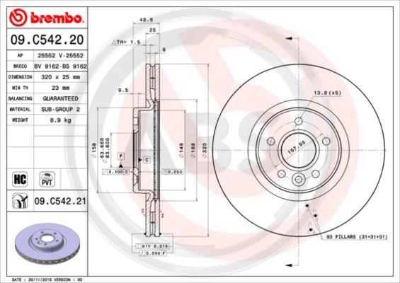 A.B.S. 09.C542.21 - Тормозной диск autodnr.net