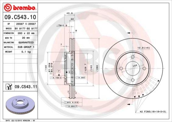 A.B.S. 09.C543.11 - Тормозной диск autodnr.net