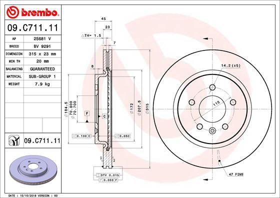 A.B.S. 09.C711.11 - Гальмівний диск autocars.com.ua