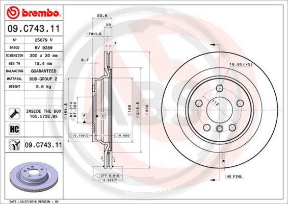 A.B.S. 09.C743.11 - Гальмівний диск autocars.com.ua