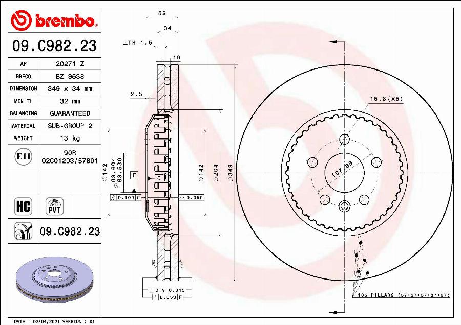 A.B.S. 09.C982.23 - Гальмівний диск autocars.com.ua