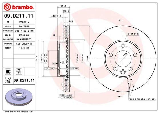 A.B.S. 09.D211.11 - Гальмівний диск autocars.com.ua