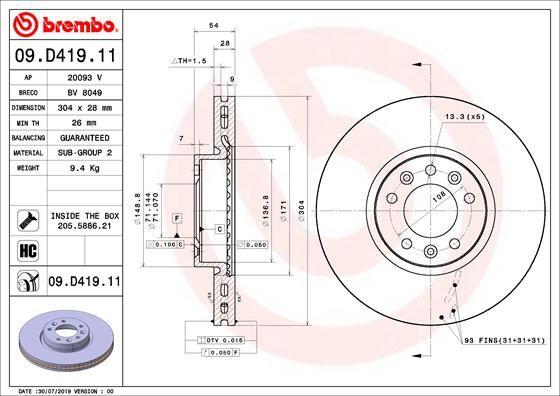 A.B.S. 09.D419.11 - Тормозной диск avtokuzovplus.com.ua