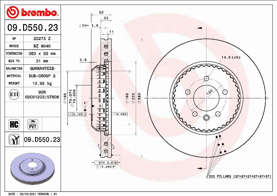 A.B.S. 09.D550.23 - Гальмівний диск autocars.com.ua