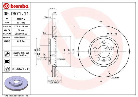 A.B.S. 09.D571.11 - Тормозной диск autodnr.net