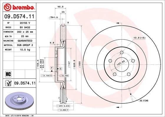 A.B.S. 09.D574.11 - Гальмівний диск autocars.com.ua