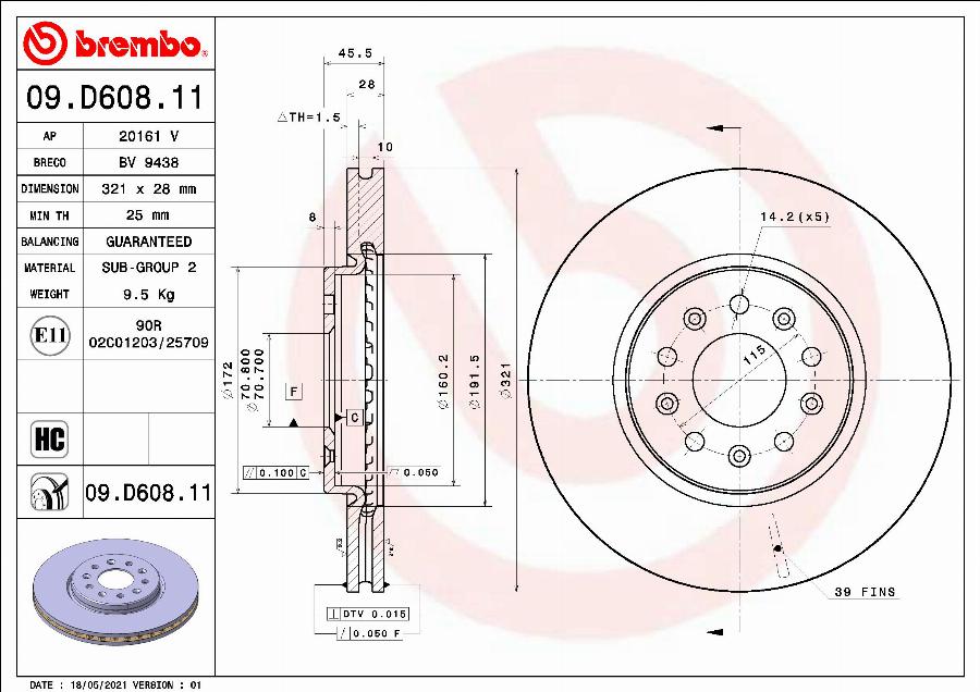 A.B.S. 09.D608.11 - Гальмівний диск autocars.com.ua