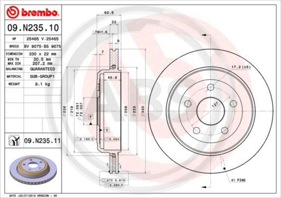 A.B.S. 09.N235.11 - Тормозной диск avtokuzovplus.com.ua