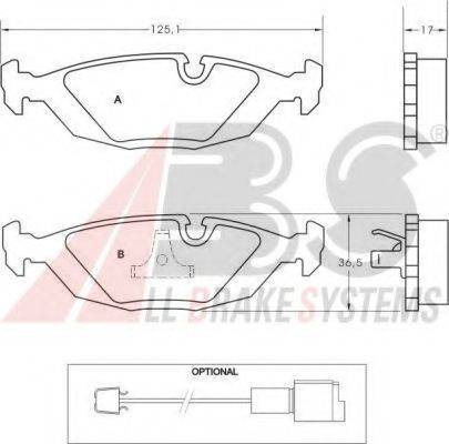 A.B.S. 36489 OE - Тормозные колодки, дисковые, комплект avtokuzovplus.com.ua