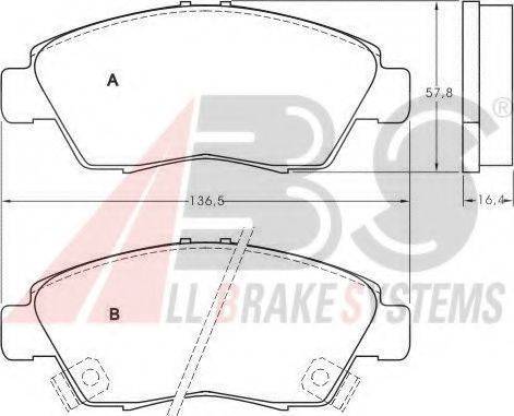 A.B.S. 36831 OE - Тормозные колодки, дисковые, комплект avtokuzovplus.com.ua