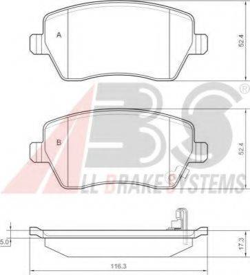 A.B.S. 37478 OE - Гальмівні колодки, дискові гальма autocars.com.ua