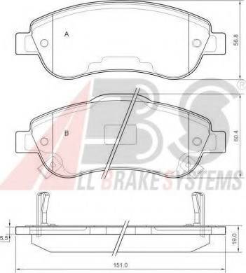 A.B.S. 37650 OE - Гальмівні колодки, дискові гальма autocars.com.ua