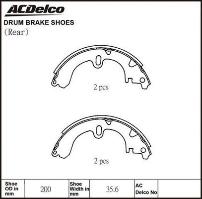 ACDelco ACBS1602 - Комплект тормозных колодок, барабанные autodnr.net