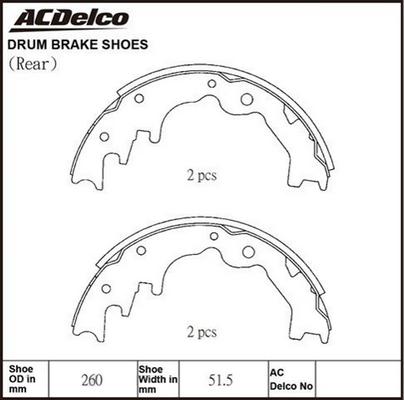 ACDelco ACBS1665 - Комплект гальм, барабанний механізм autocars.com.ua