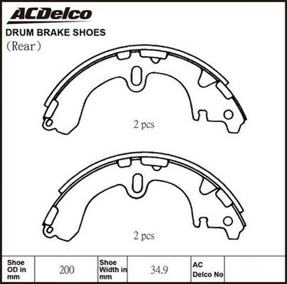 ACDelco ACBS1704 - Комплект гальм, барабанний механізм autocars.com.ua