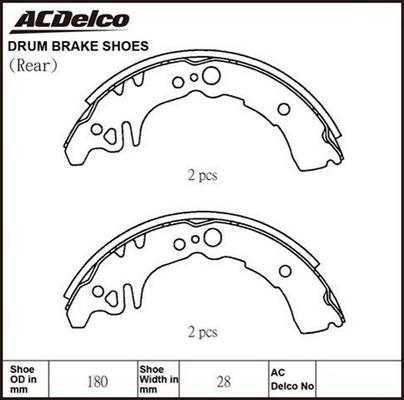 ACDelco ACBS1772 - Комплект тормозных колодок, барабанные autodnr.net