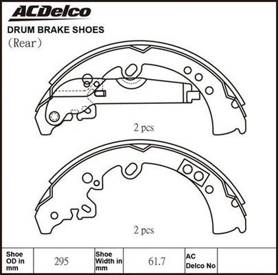 ACDelco ACBS1832 - Комплект гальм, барабанний механізм autocars.com.ua