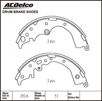 ACDelco ACBS1847 - Комплект тормозных колодок, барабанные avtokuzovplus.com.ua